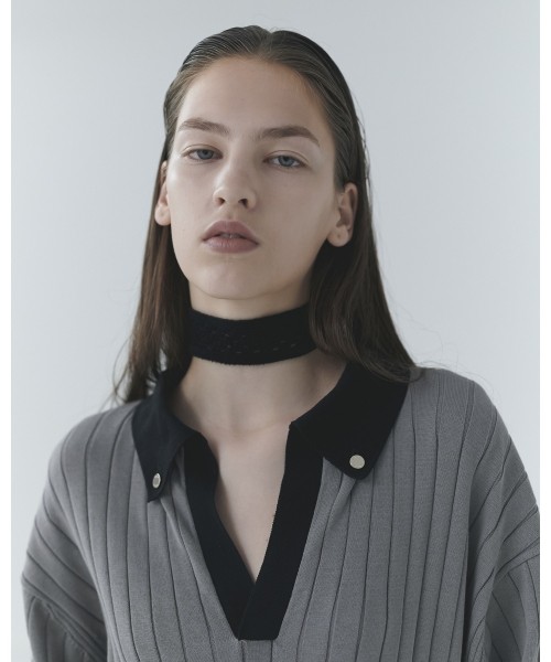 Wide Rib Skipper Collar Knit Pullover