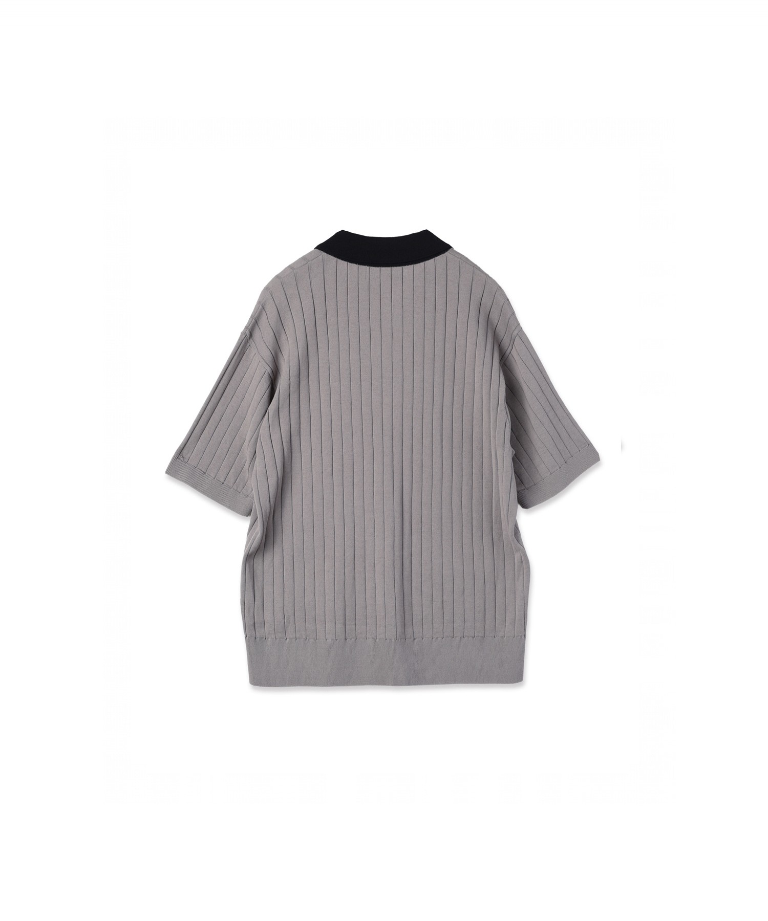Wide Rib Skipper Collar Short Sleeve Knit