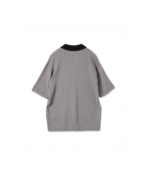 Wide Rib Skipper Collar Short Sleeve Knit