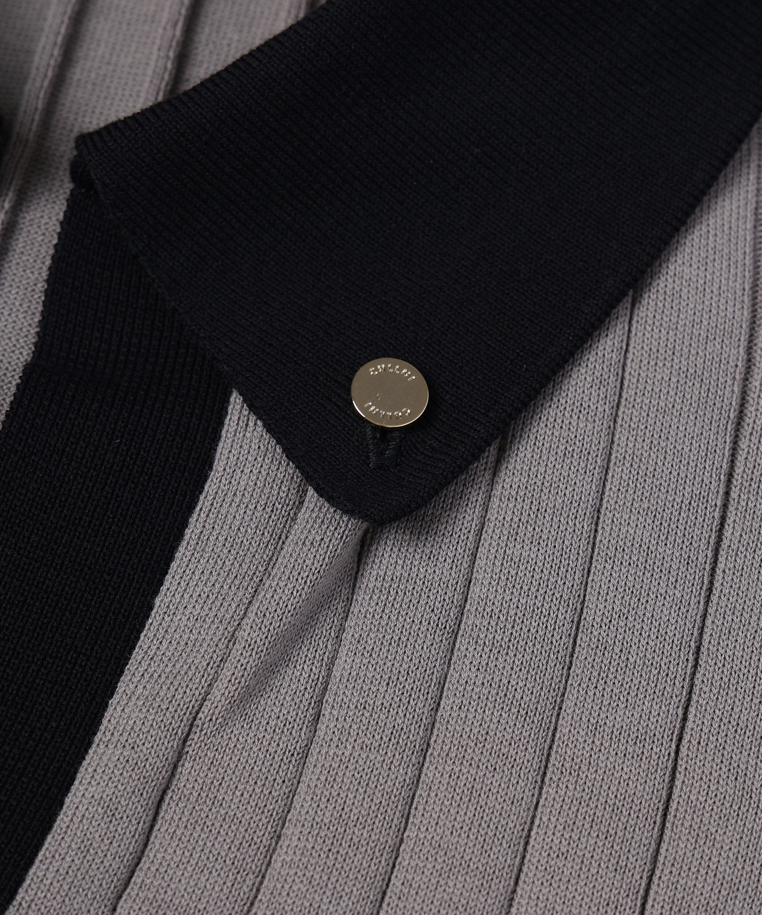 Wide Rib Skipper Collar Short Sleeve Knit