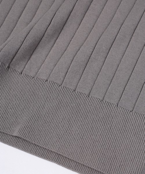 Wide Rib Skipper Collar Short Sleeve Knit