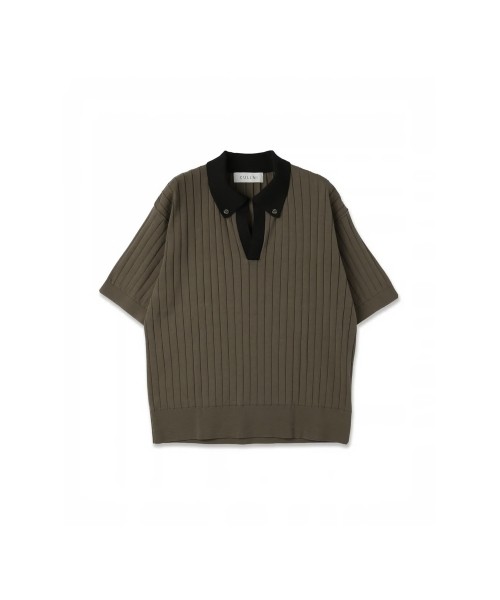 Wide Rib Skipper Collar Short Sleeve Knit