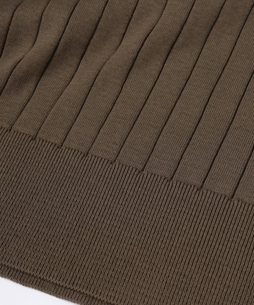 Wide Rib Skipper Collar Short Sleeve Knit