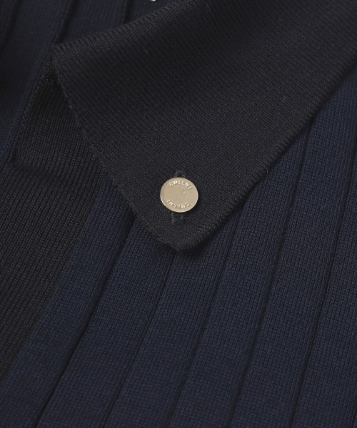 Wide Rib Skipper Collar Short Sleeve Knit