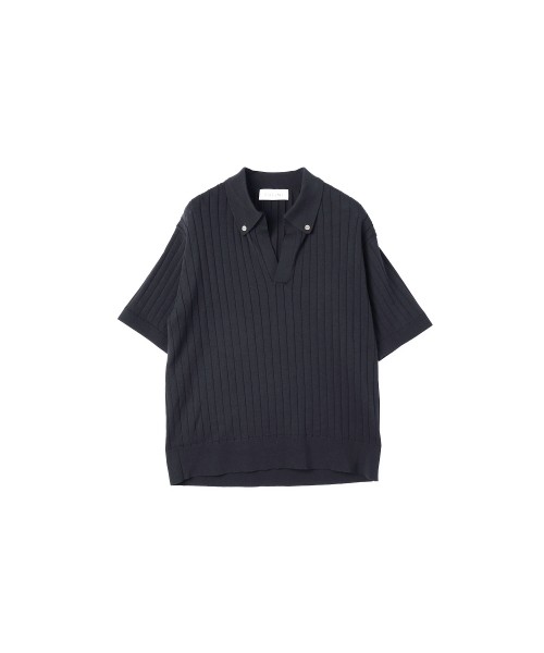 Wide Rib Skipper Collar Short Sleeve Knit