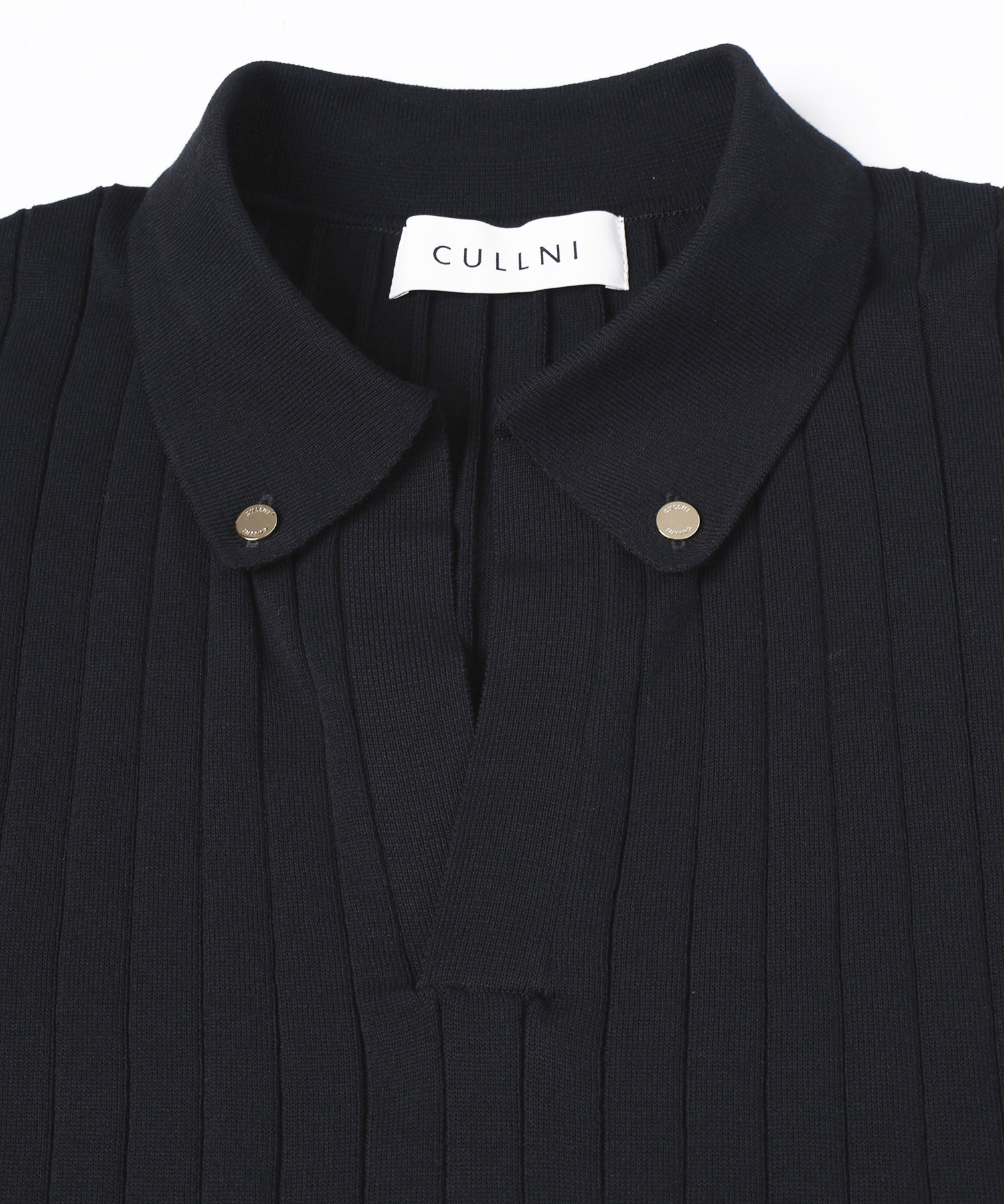 Wide Rib Skipper Collar Short Sleeve Knit