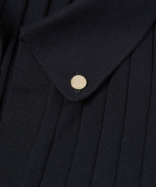 Wide Rib Skipper Collar Short Sleeve Knit