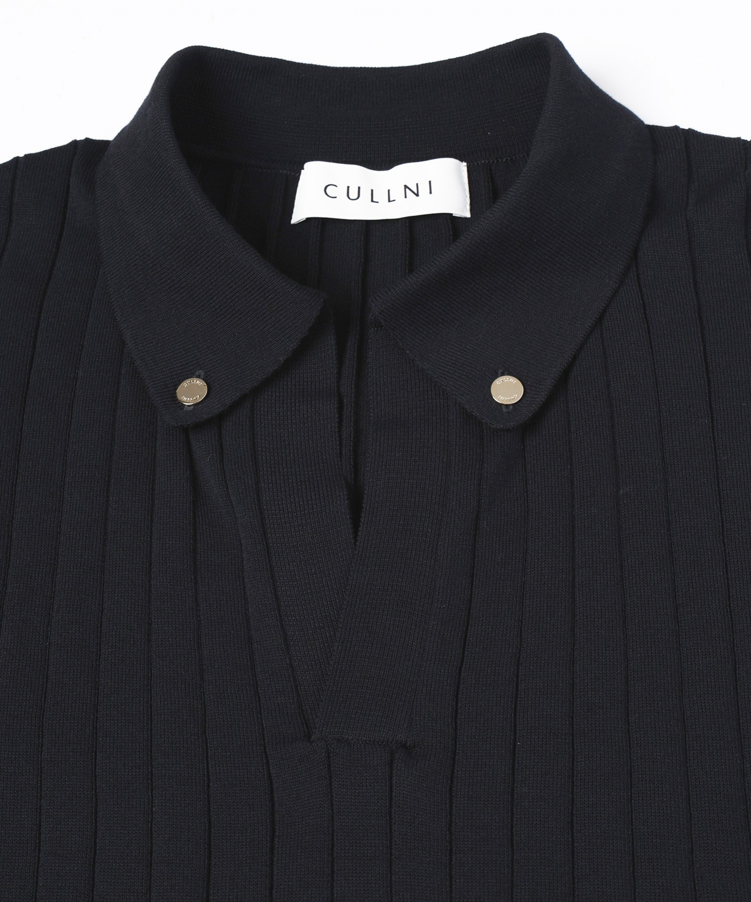 Wide Rib Skipper Collar Short Sleeve Knit