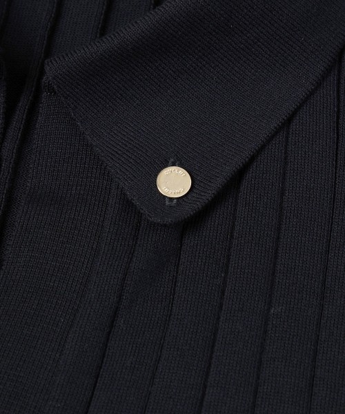 Wide Rib Skipper Collar Short Sleeve Knit