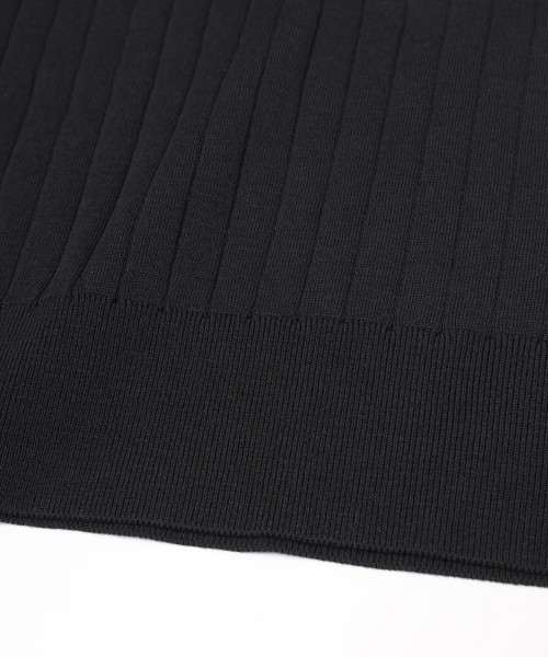 Wide Rib Skipper Collar Short Sleeve Knit