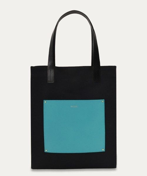 CULLNI ONLINE STORE / Leather Pocket Canvas Tote Bag