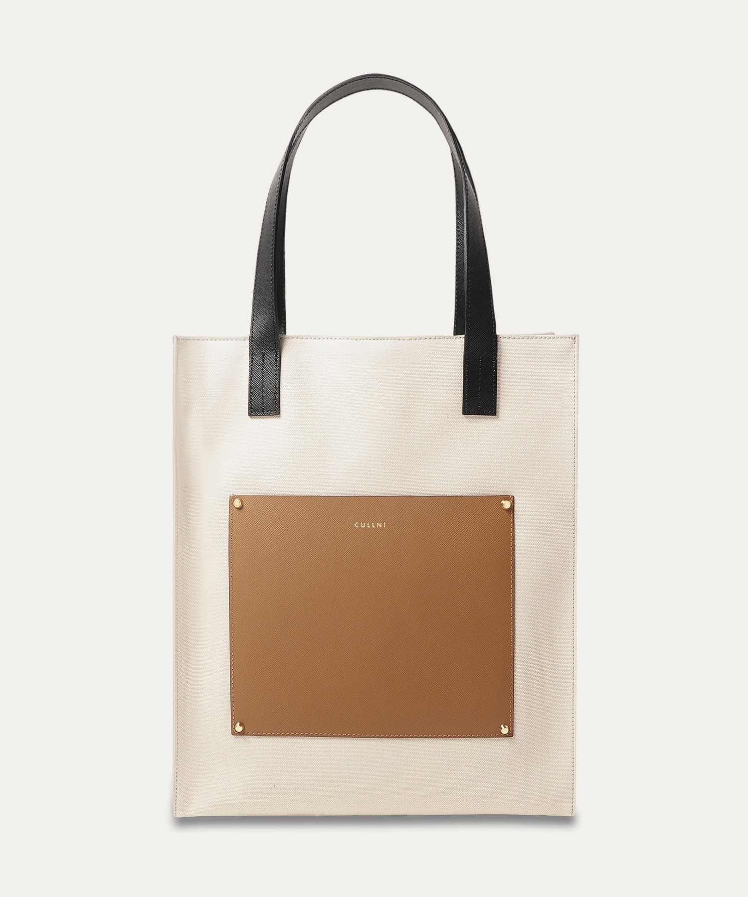 Leather Pocket Canvas Tote Bag