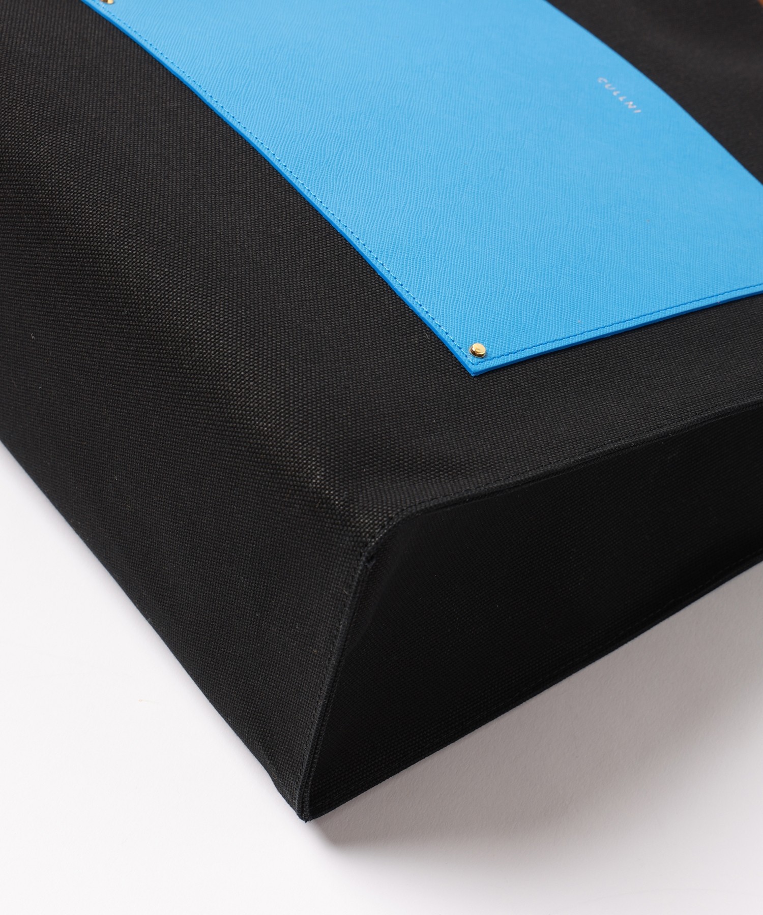 Leather Pocket Canvas Tote Bag