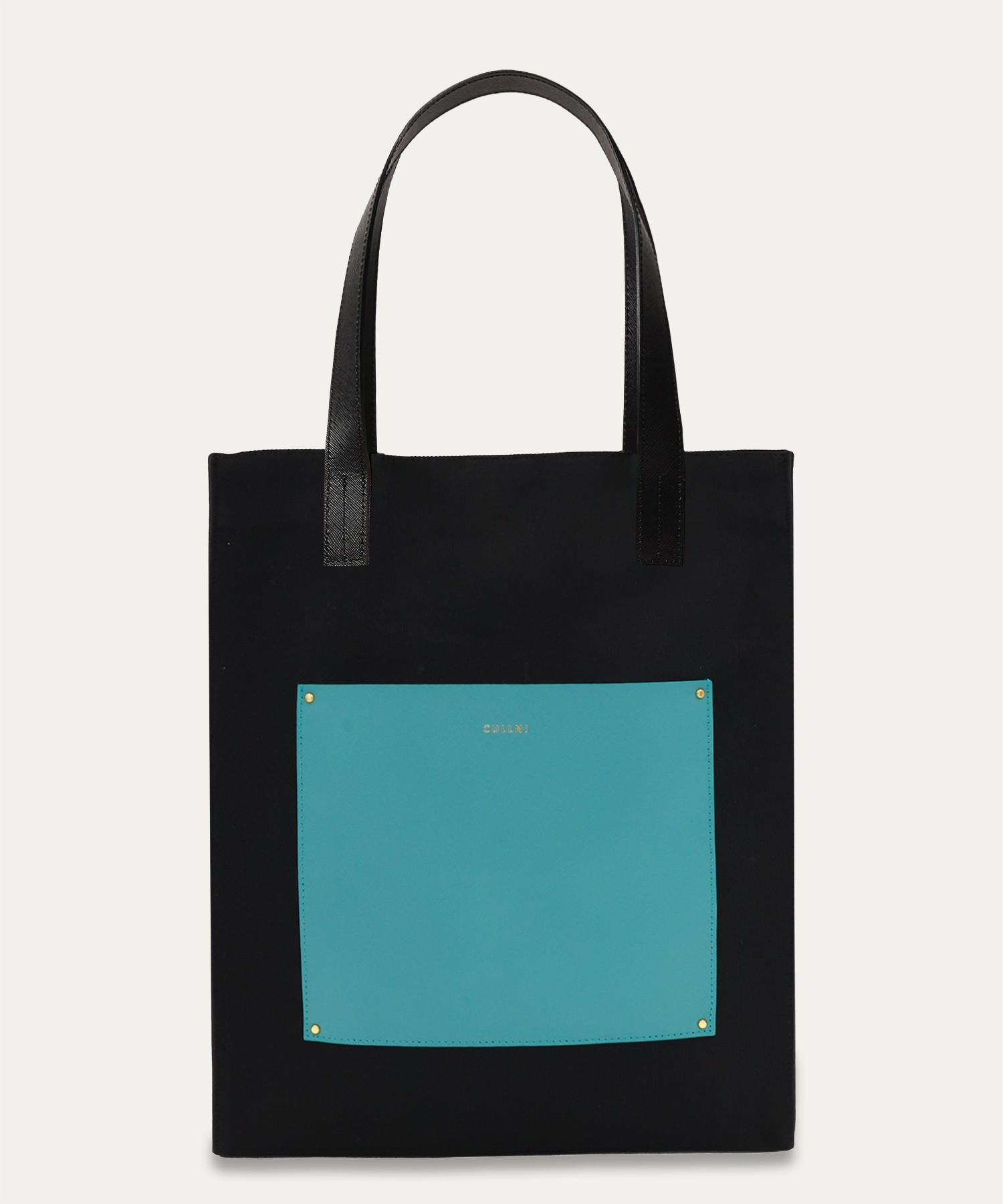 Leather Pocket Canvas Tote Bag