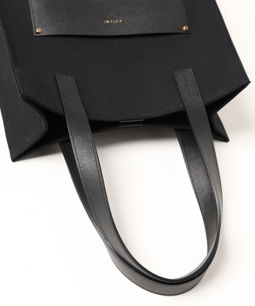 Leather Pocket Canvas Tote Bag