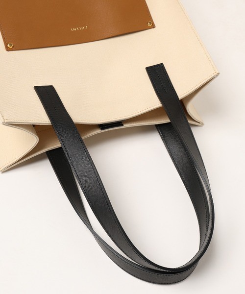 Leather Pocket Canvas Tote Bag