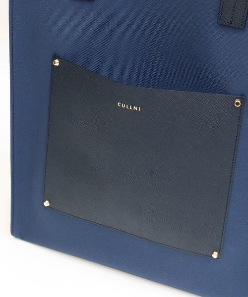 Leather Pocket Canvas Tote Bag