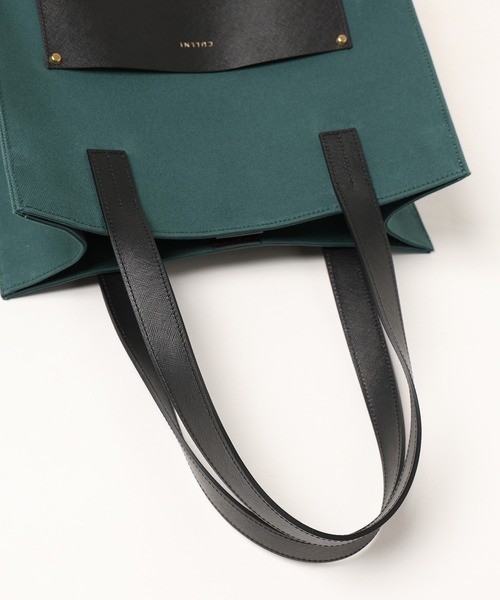 Leather Pocket Canvas Tote Bag