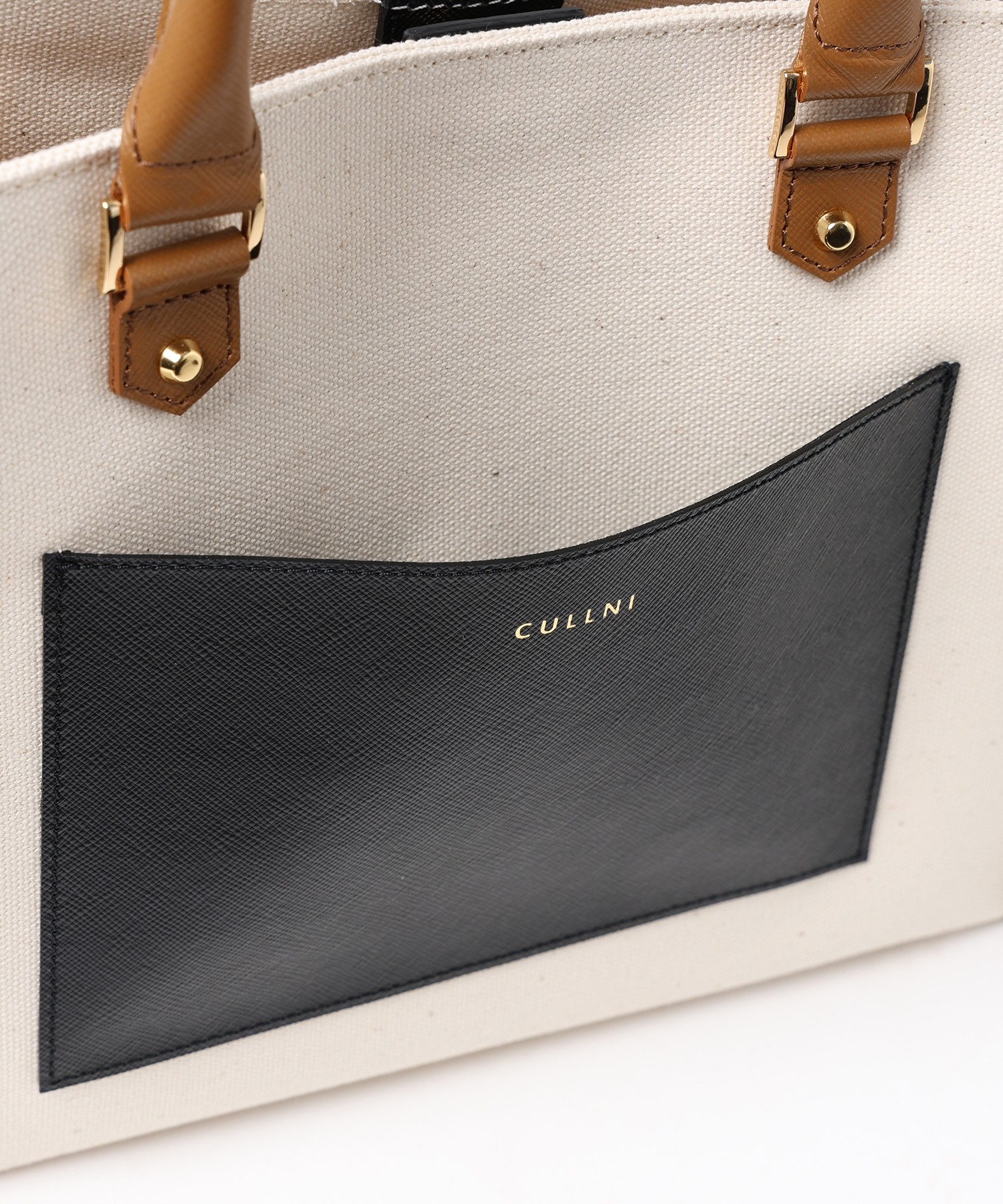 Leather Trimmed Canvas Mini Handbag