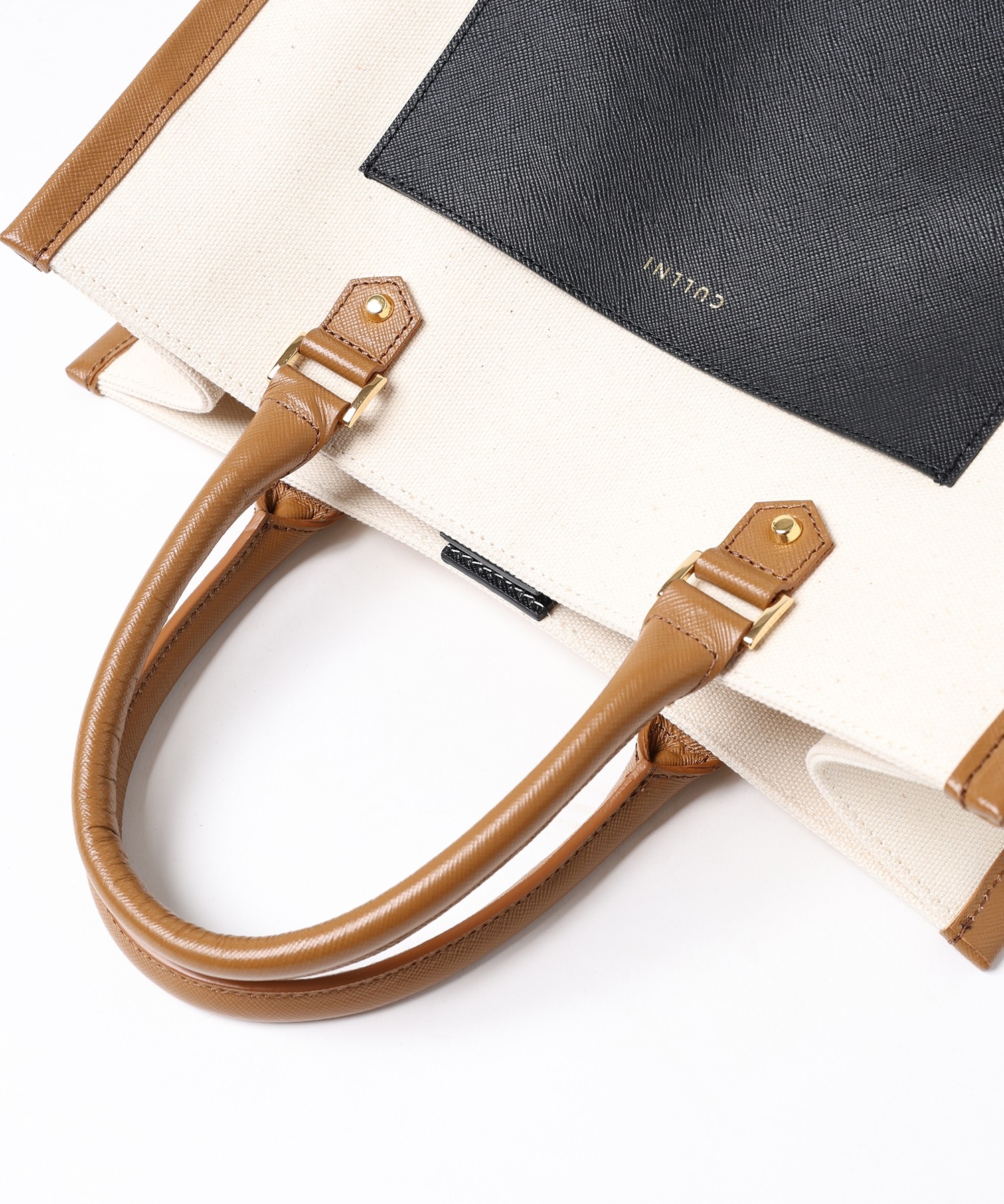 Leather Trimmed Canvas Mini Handbag