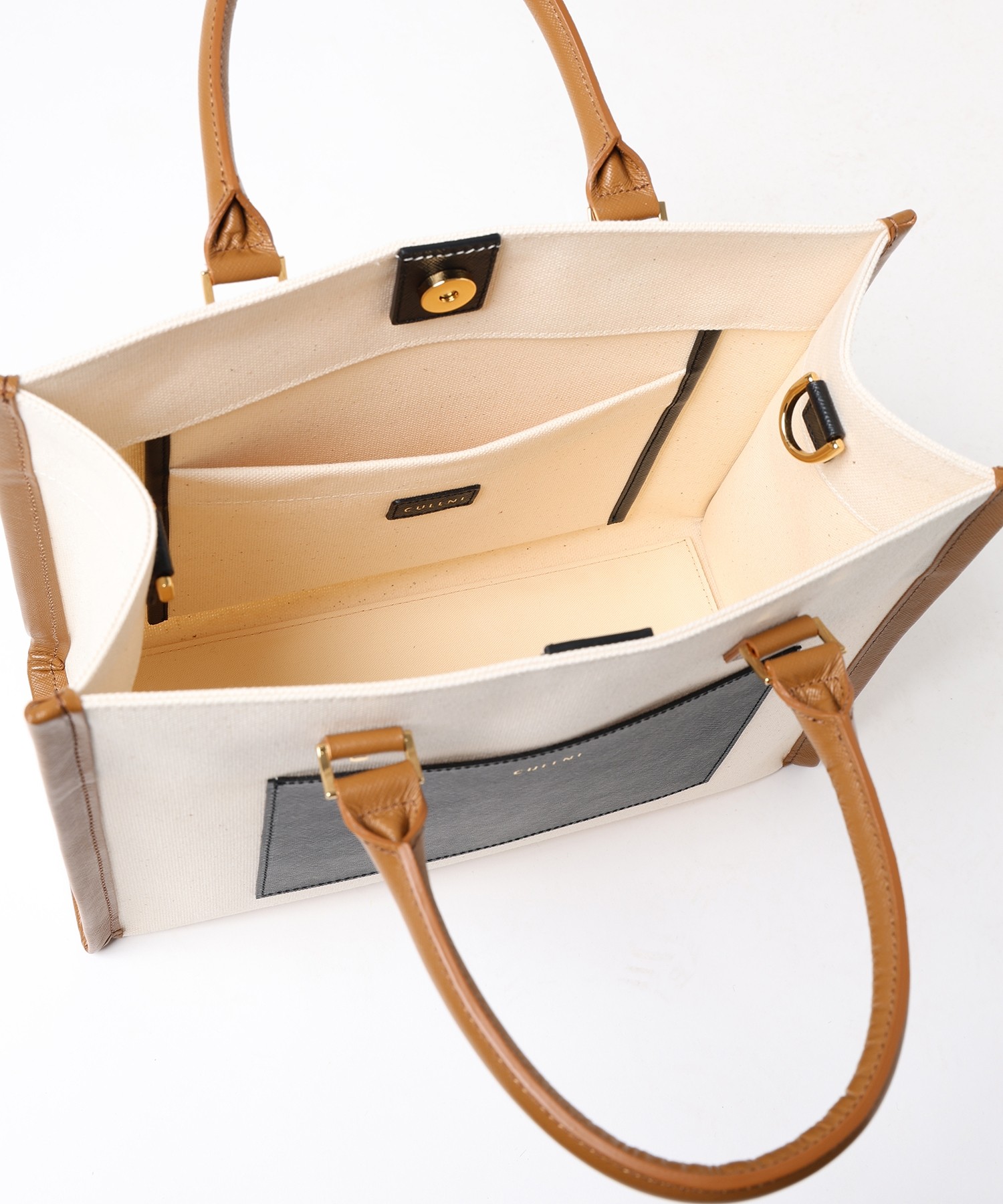 Leather Trimmed Canvas Mini Handbag