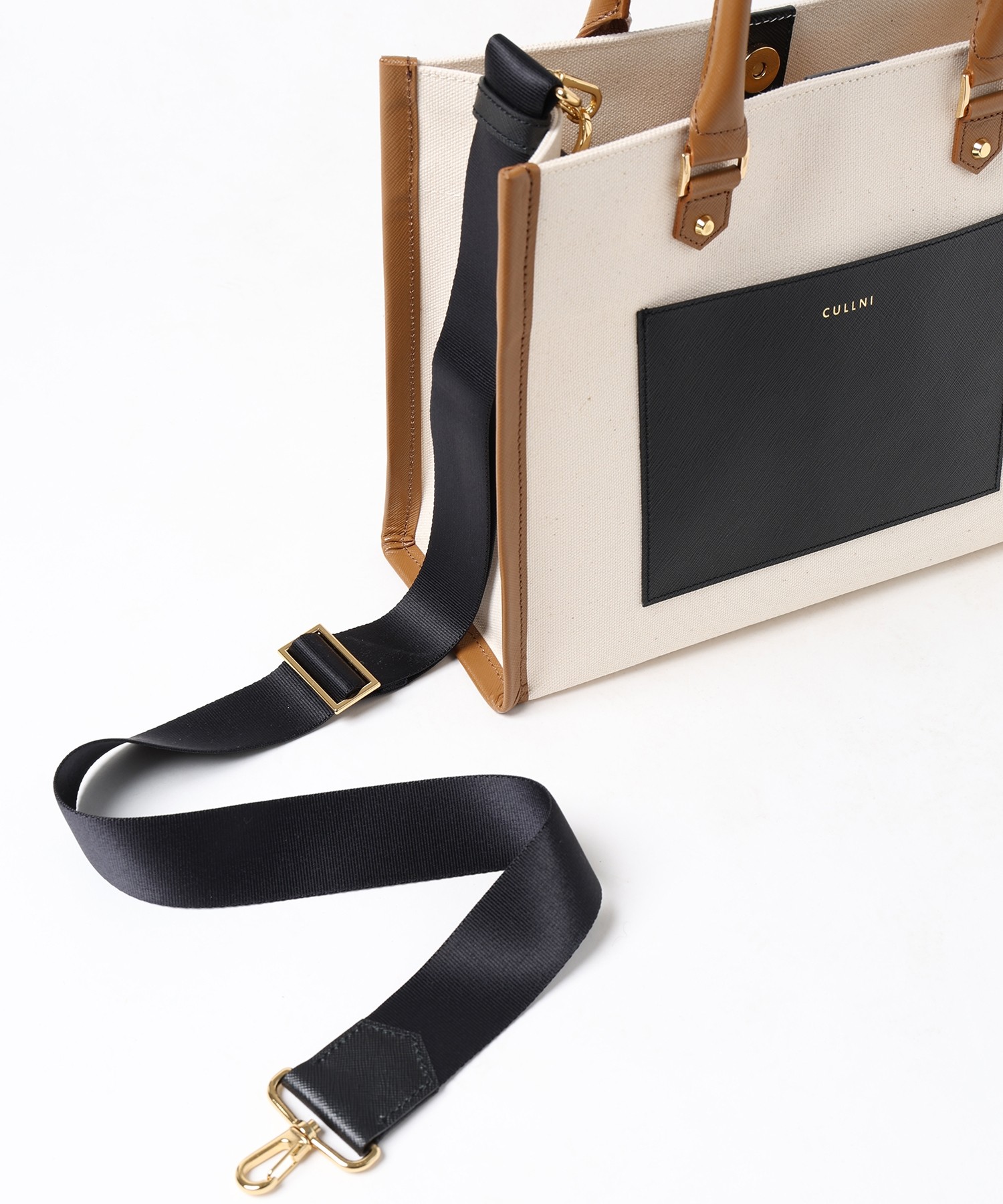 Leather Trimmed Canvas Mini Handbag