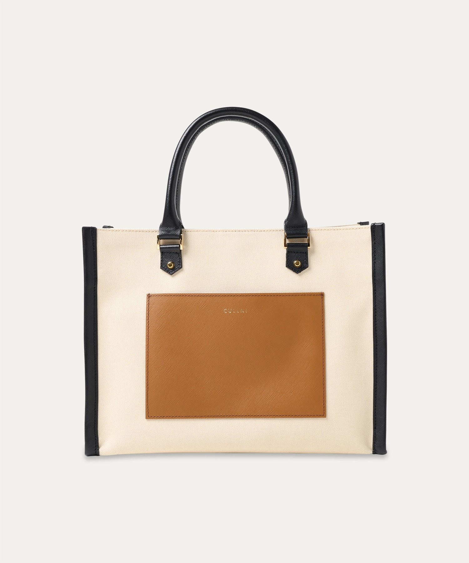 Leather Trimmed Canvas Mini Handbag