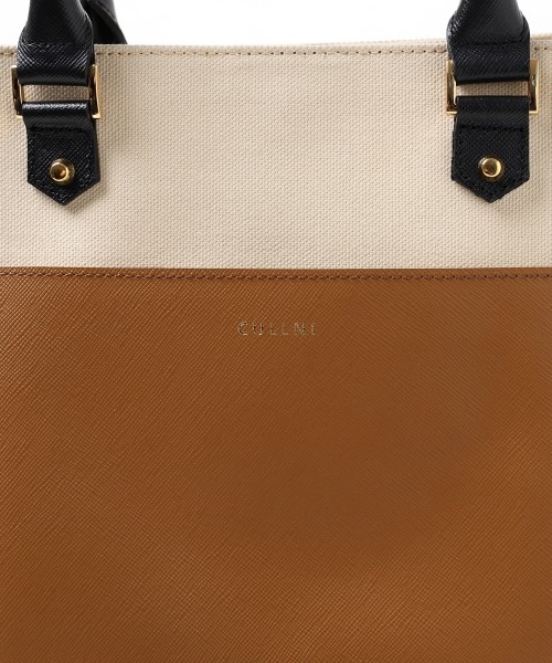 Leather Trimmed Canvas Mini Handbag