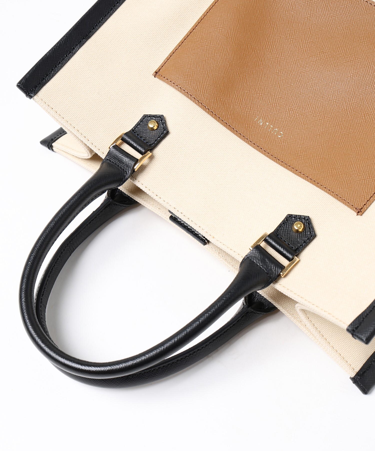 Leather Trimmed Canvas Mini Handbag