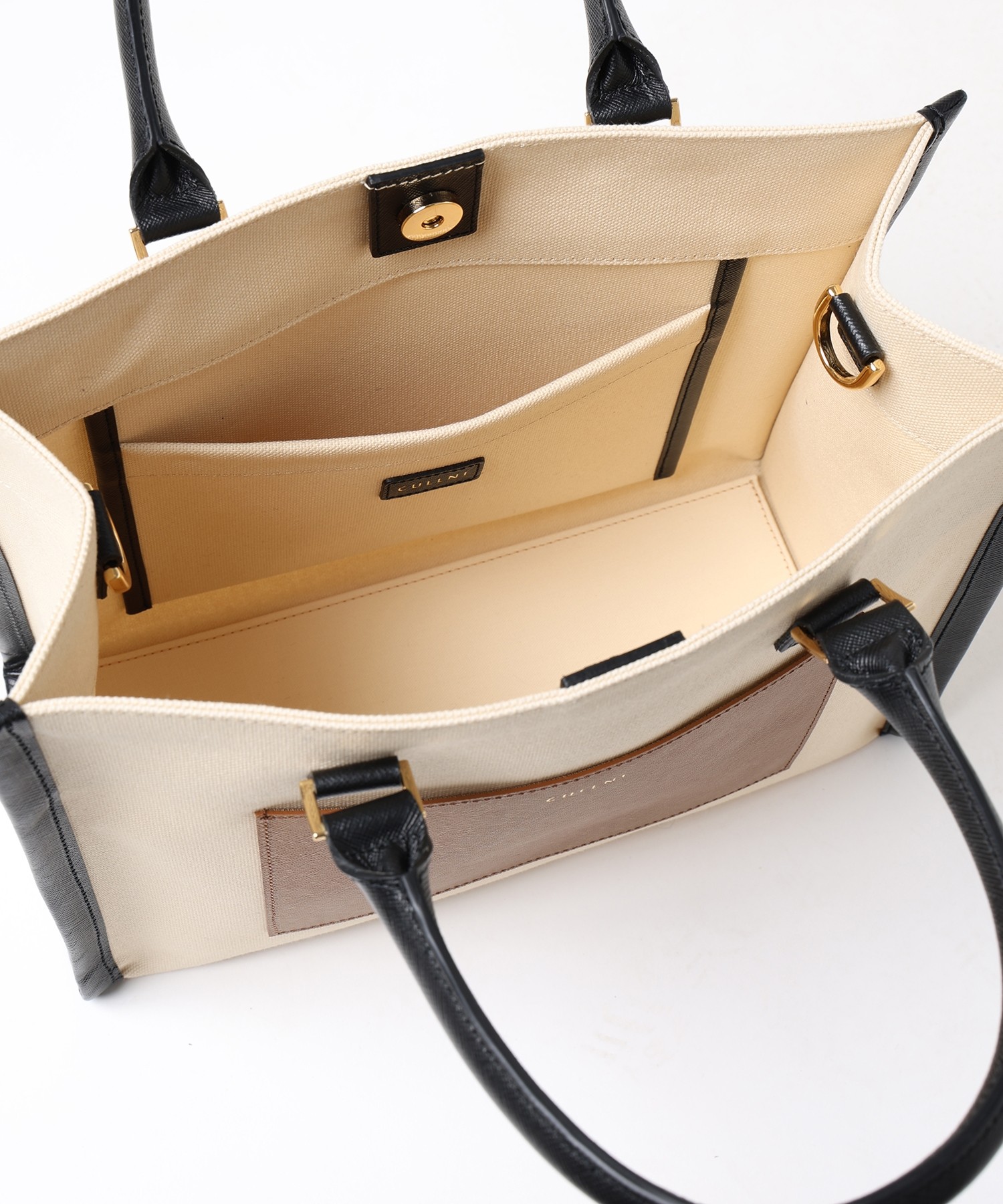 Leather Trimmed Canvas Mini Handbag