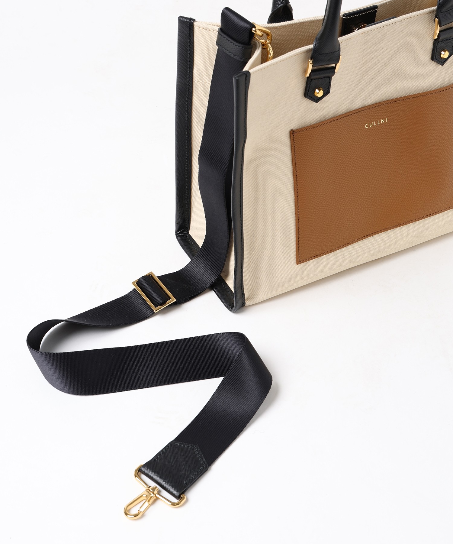 Leather Trimmed Canvas Mini Handbag