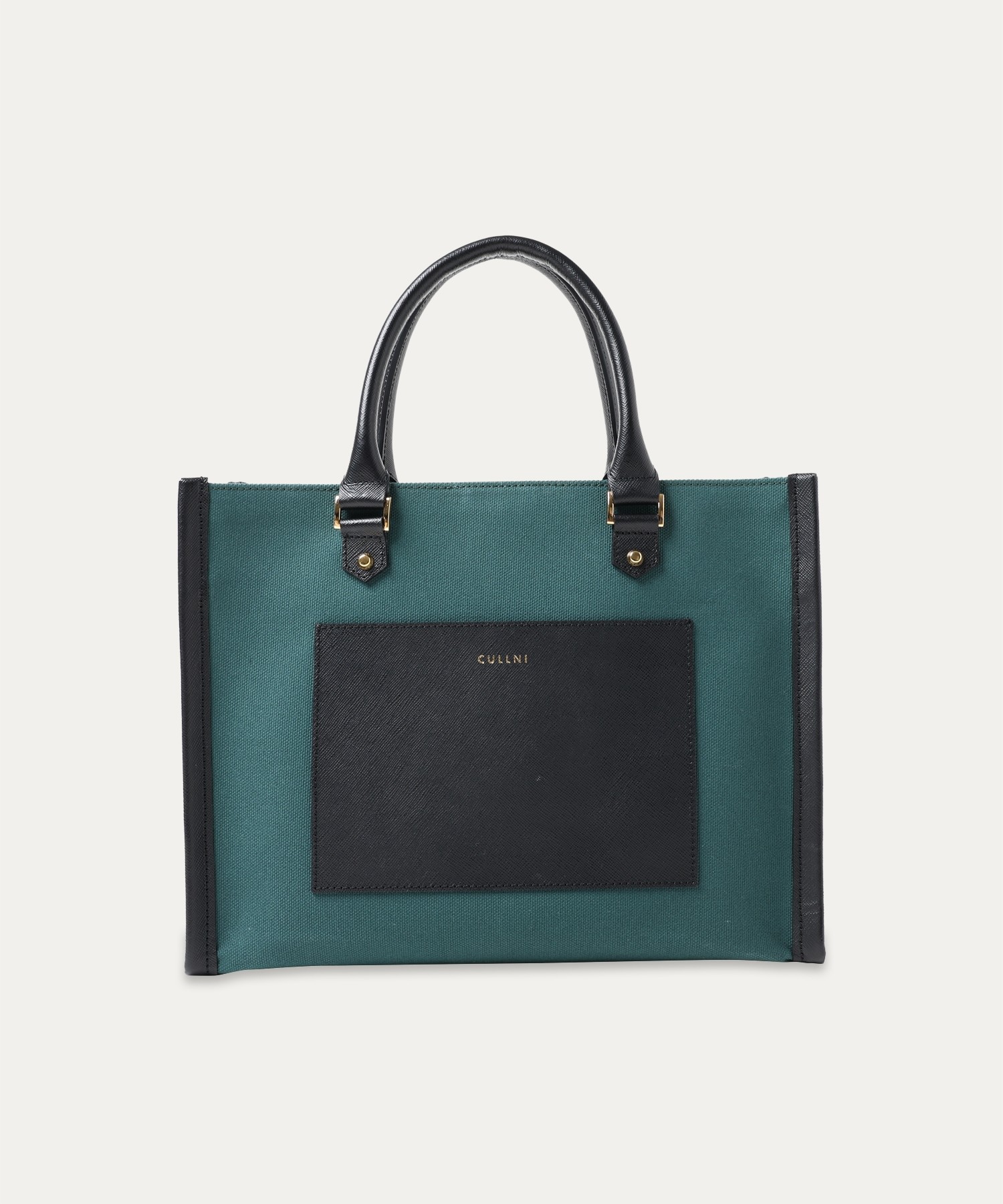 Leather Trimmed Canvas Mini Handbag