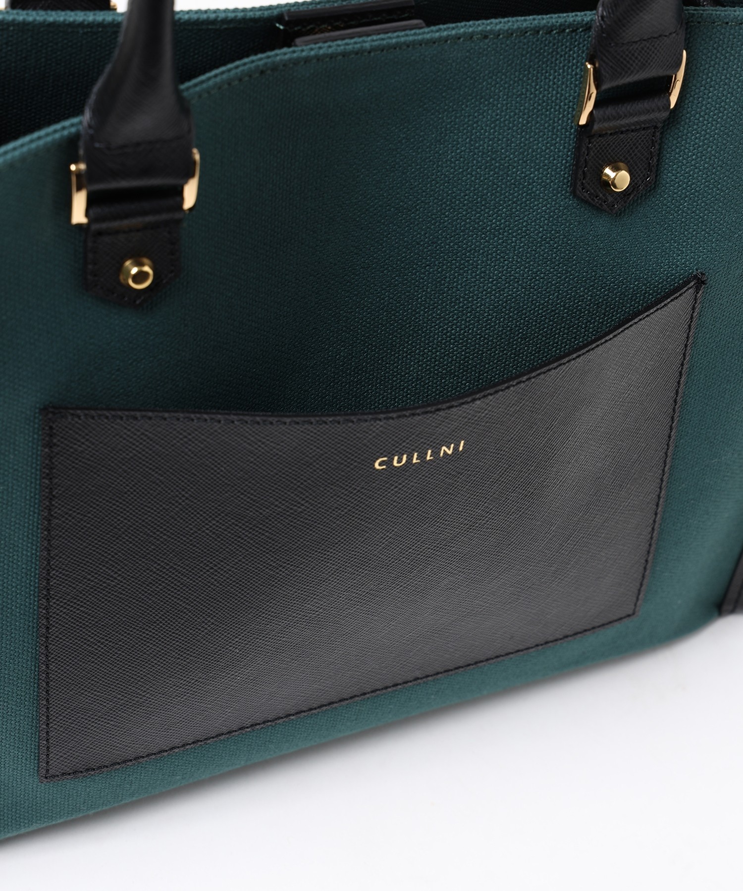 Leather Trimmed Canvas Mini Handbag