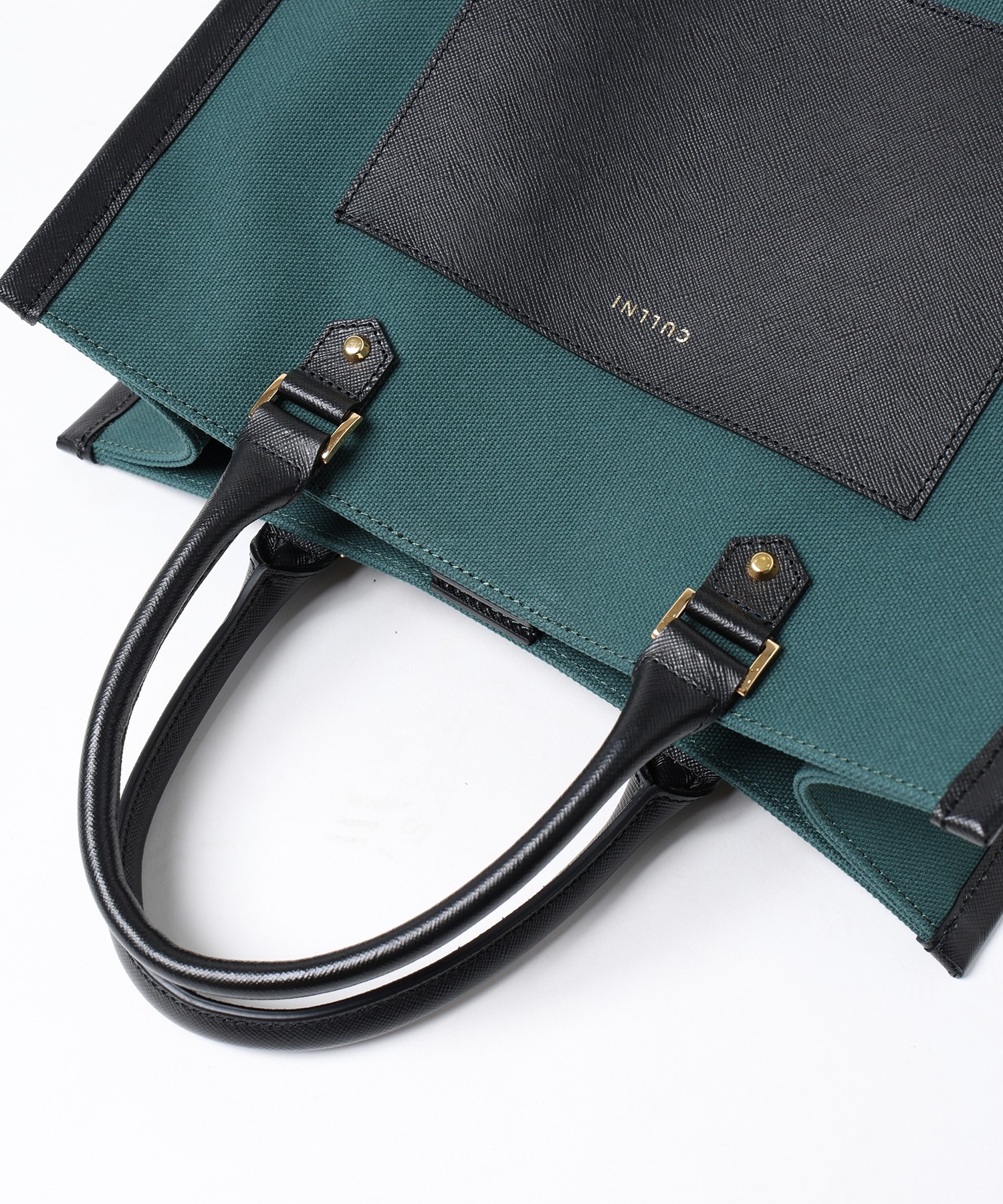 Leather Trimmed Canvas Mini Handbag