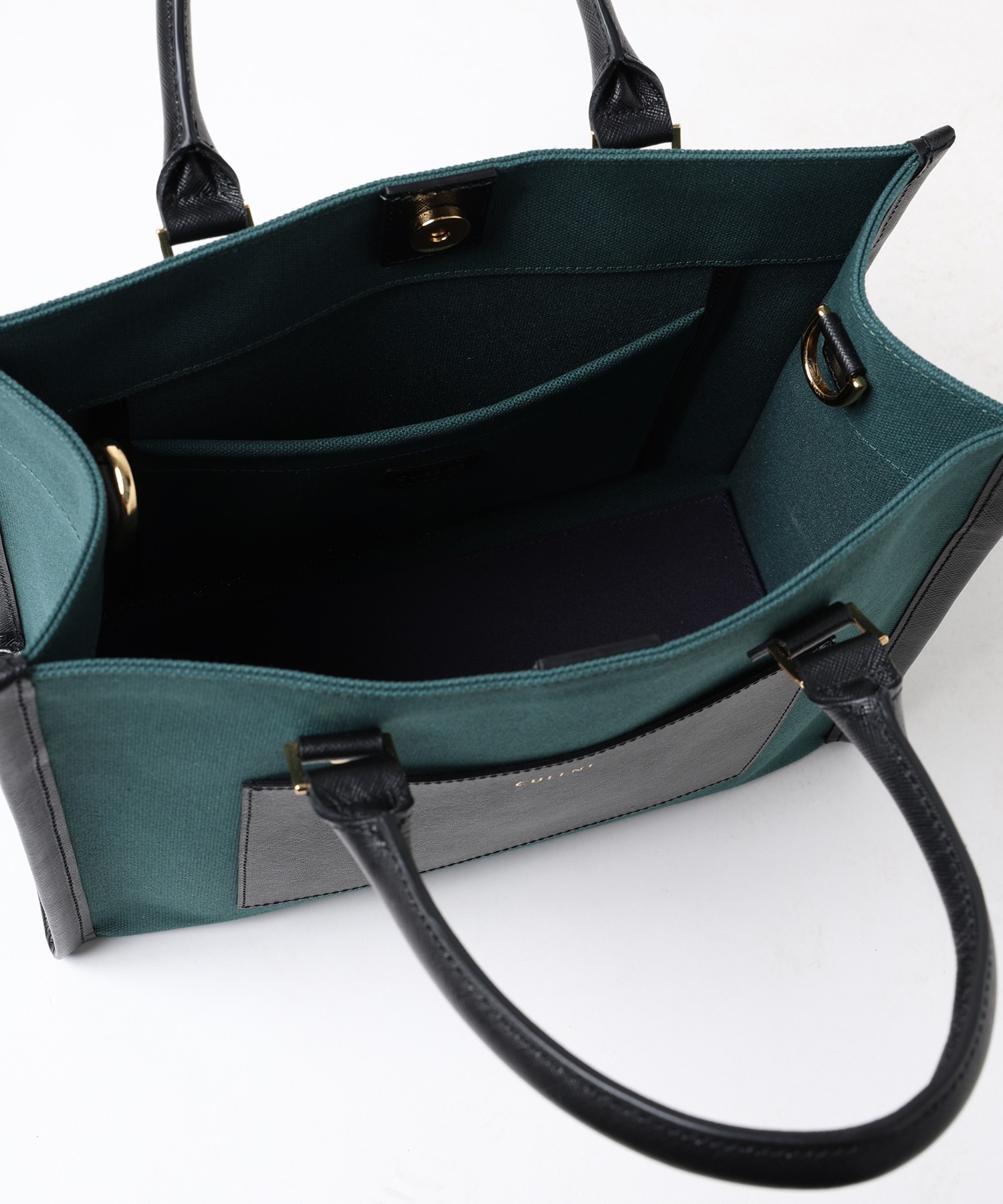 Leather Trimmed Canvas Mini Handbag