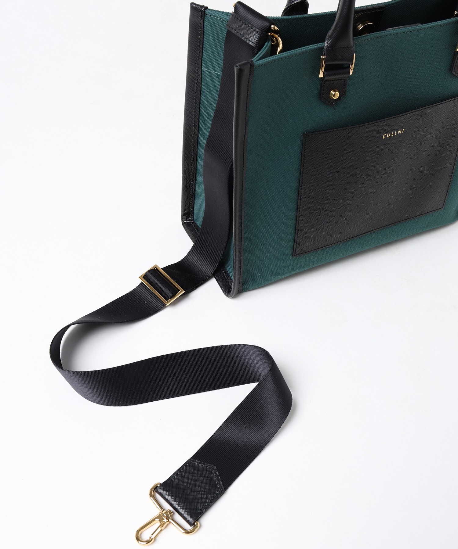 Leather Trimmed Canvas Mini Handbag