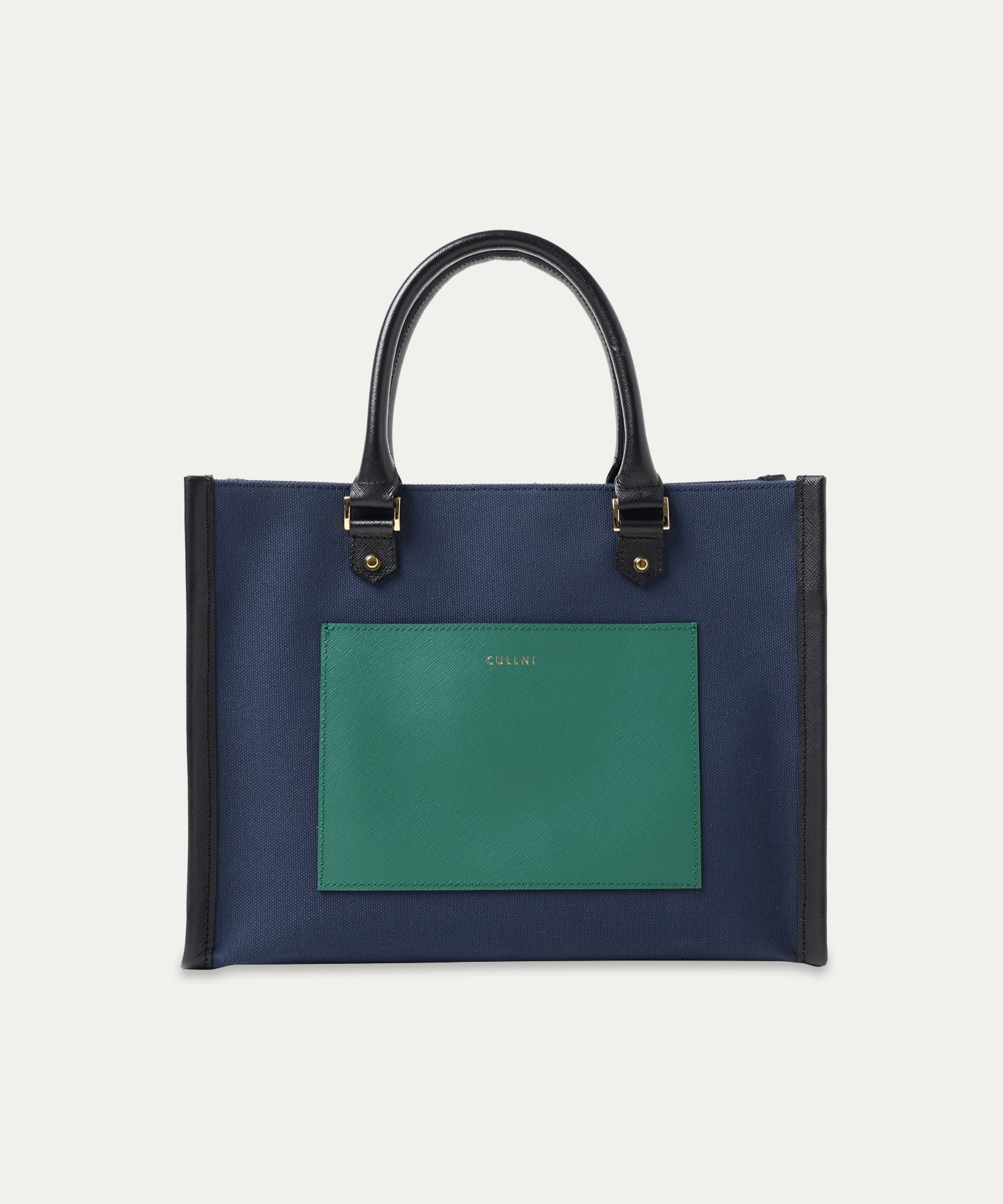 Leather Trimmed Canvas Mini Handbag