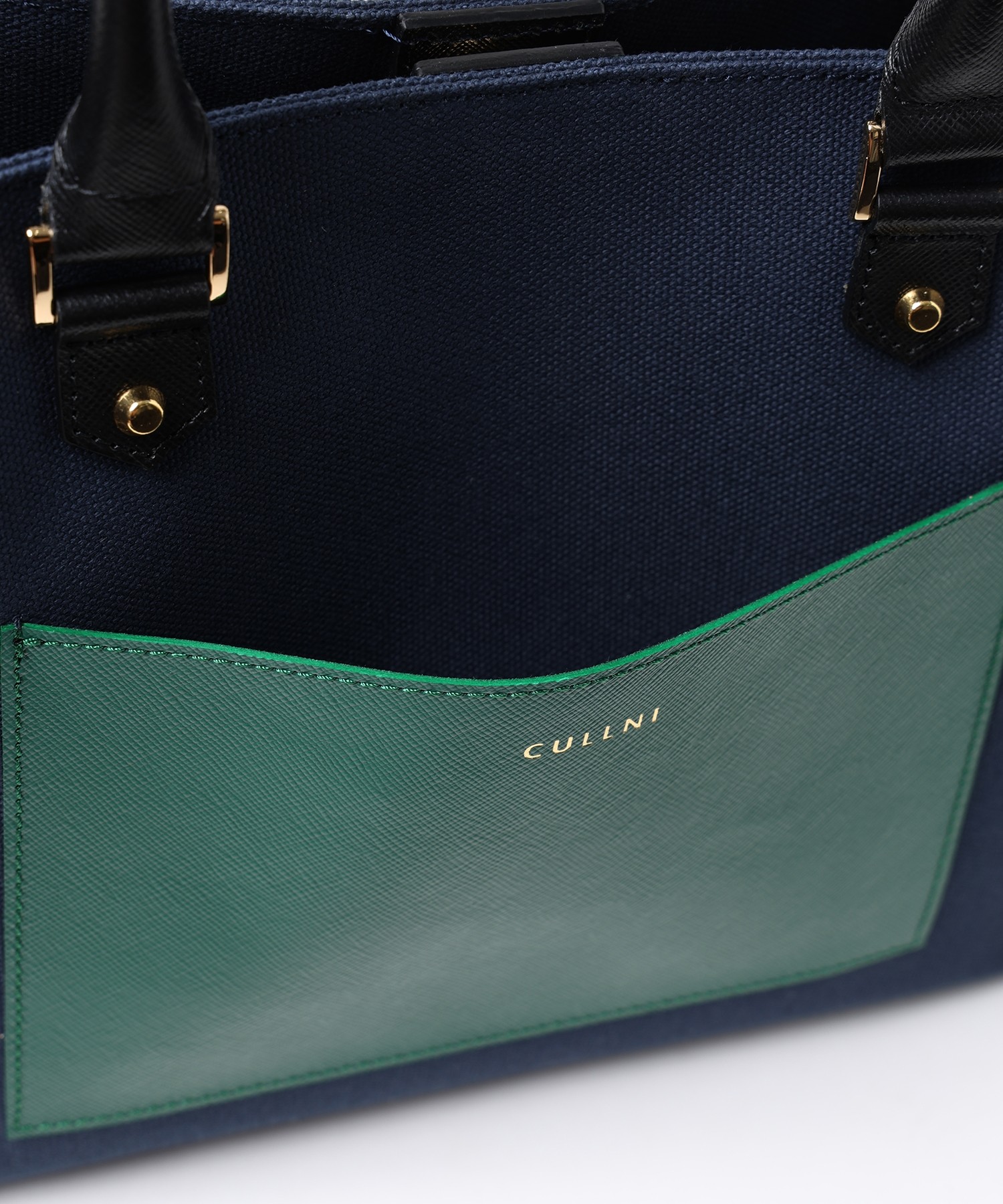 Leather Trimmed Canvas Mini Handbag