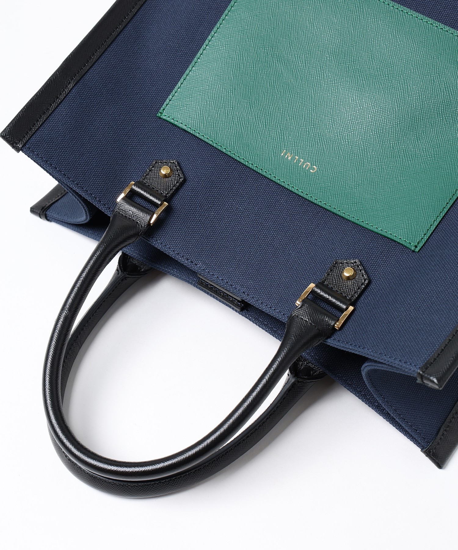 Leather Trimmed Canvas Mini Handbag