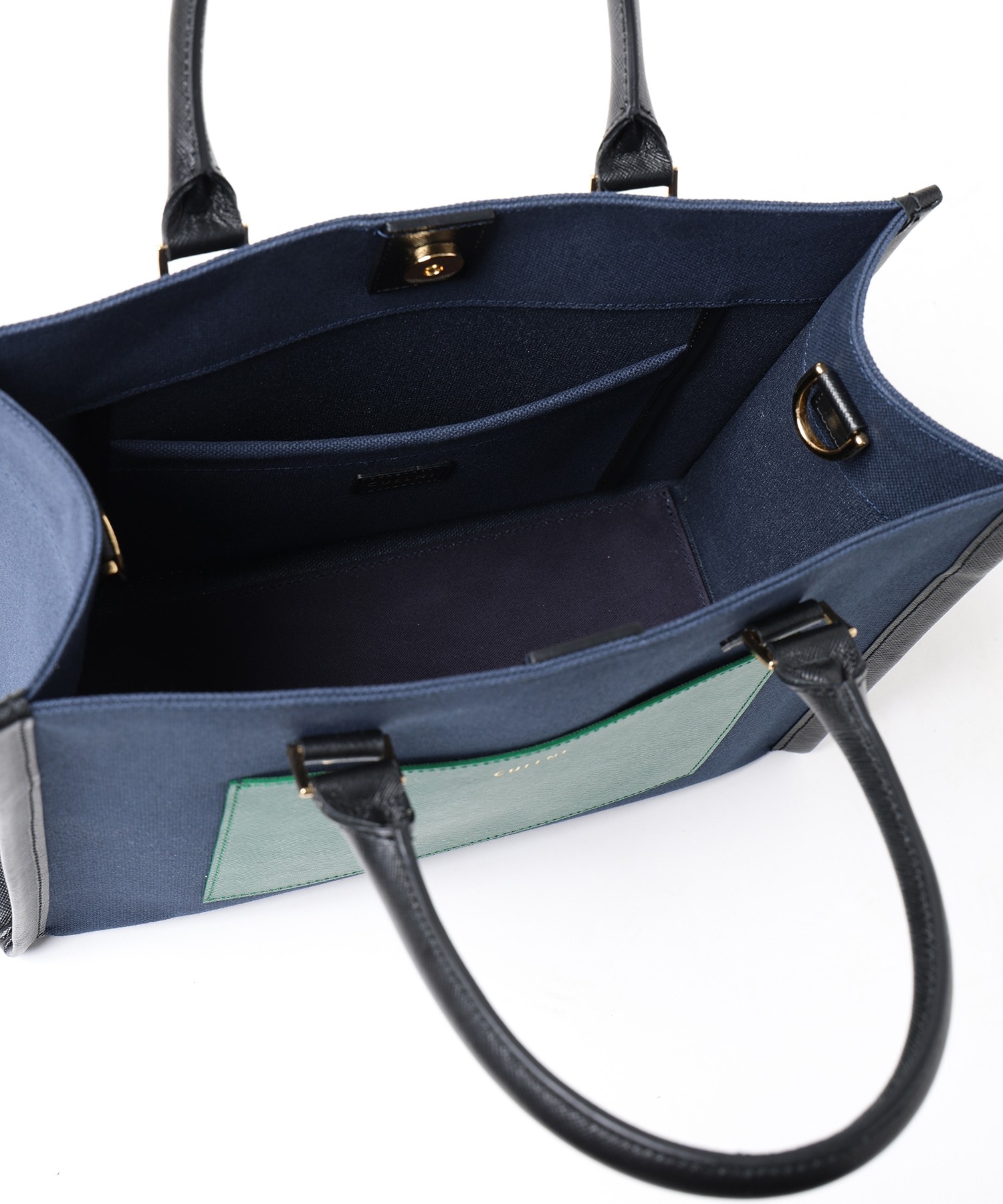 Leather Trimmed Canvas Mini Handbag