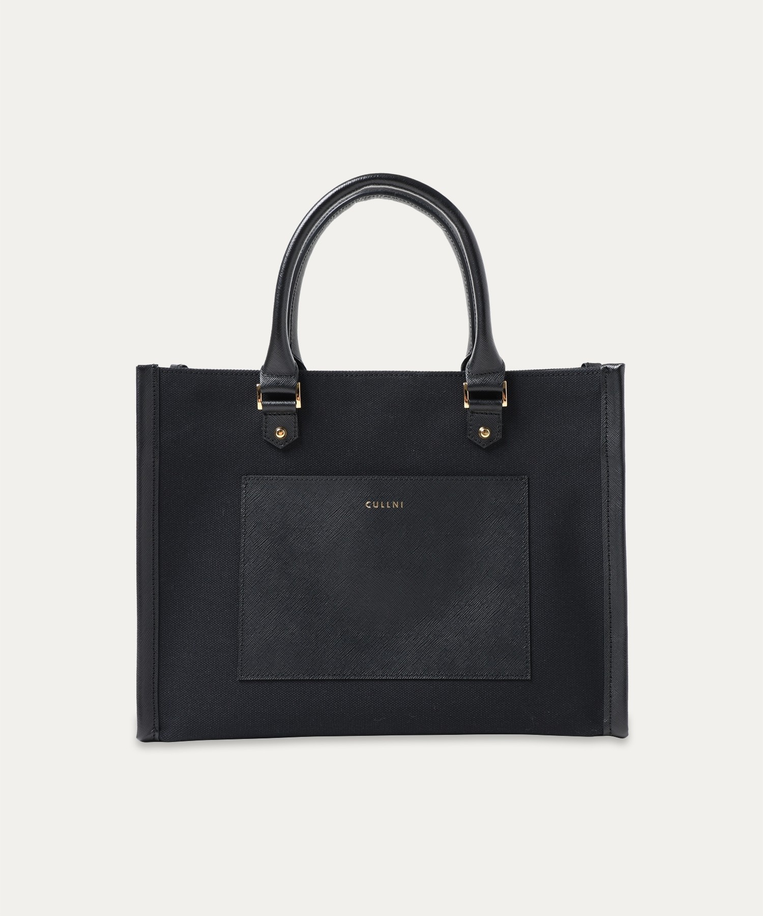 Leather Trimmed Canvas Mini Handbag