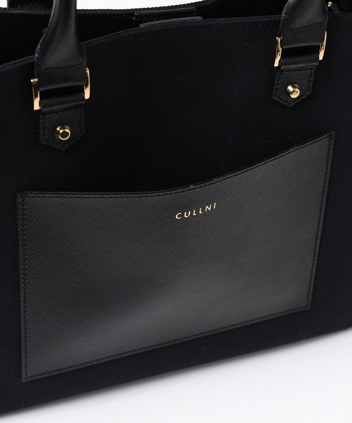 Leather Trimmed Canvas Mini Handbag