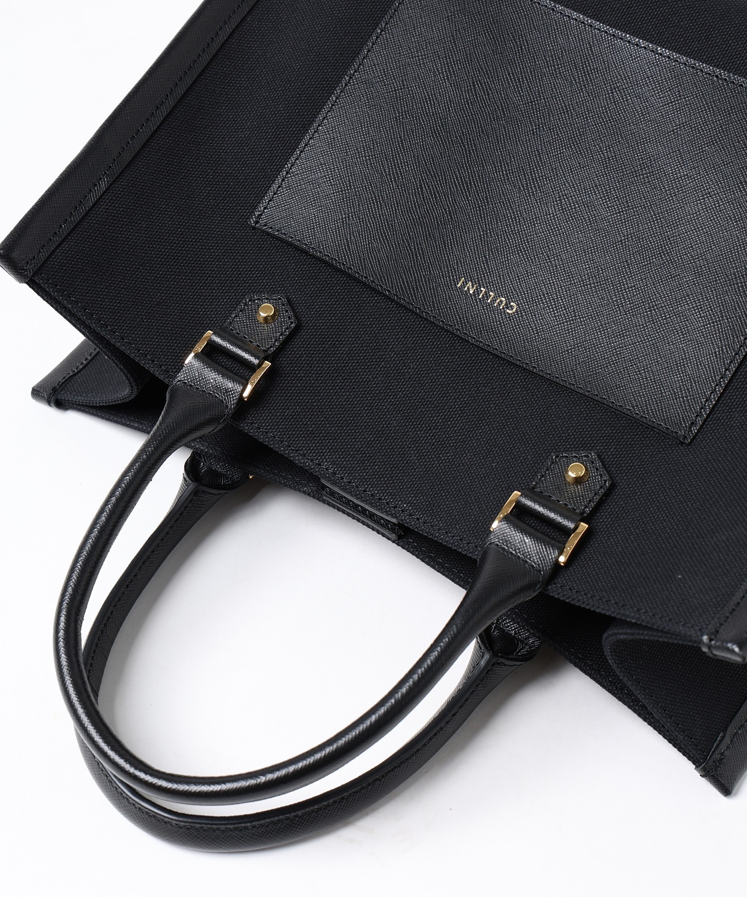 Leather Trimmed Canvas Mini Handbag