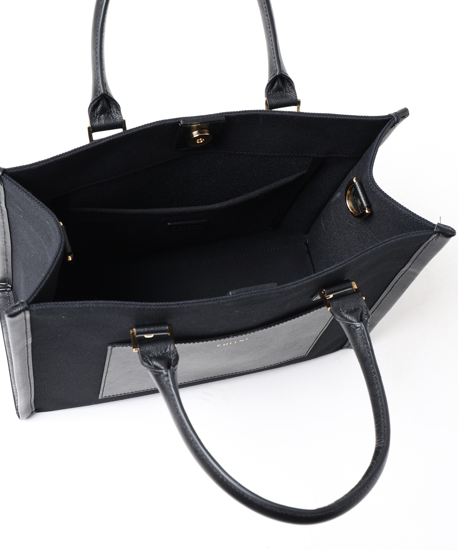 Leather Trimmed Canvas Mini Handbag