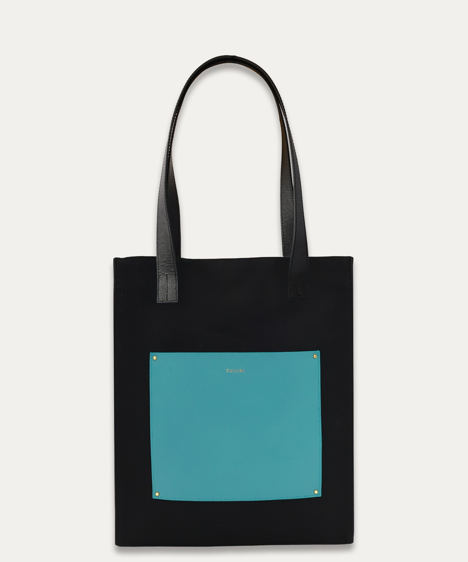 Leather Pocket Canvas Mini Tote