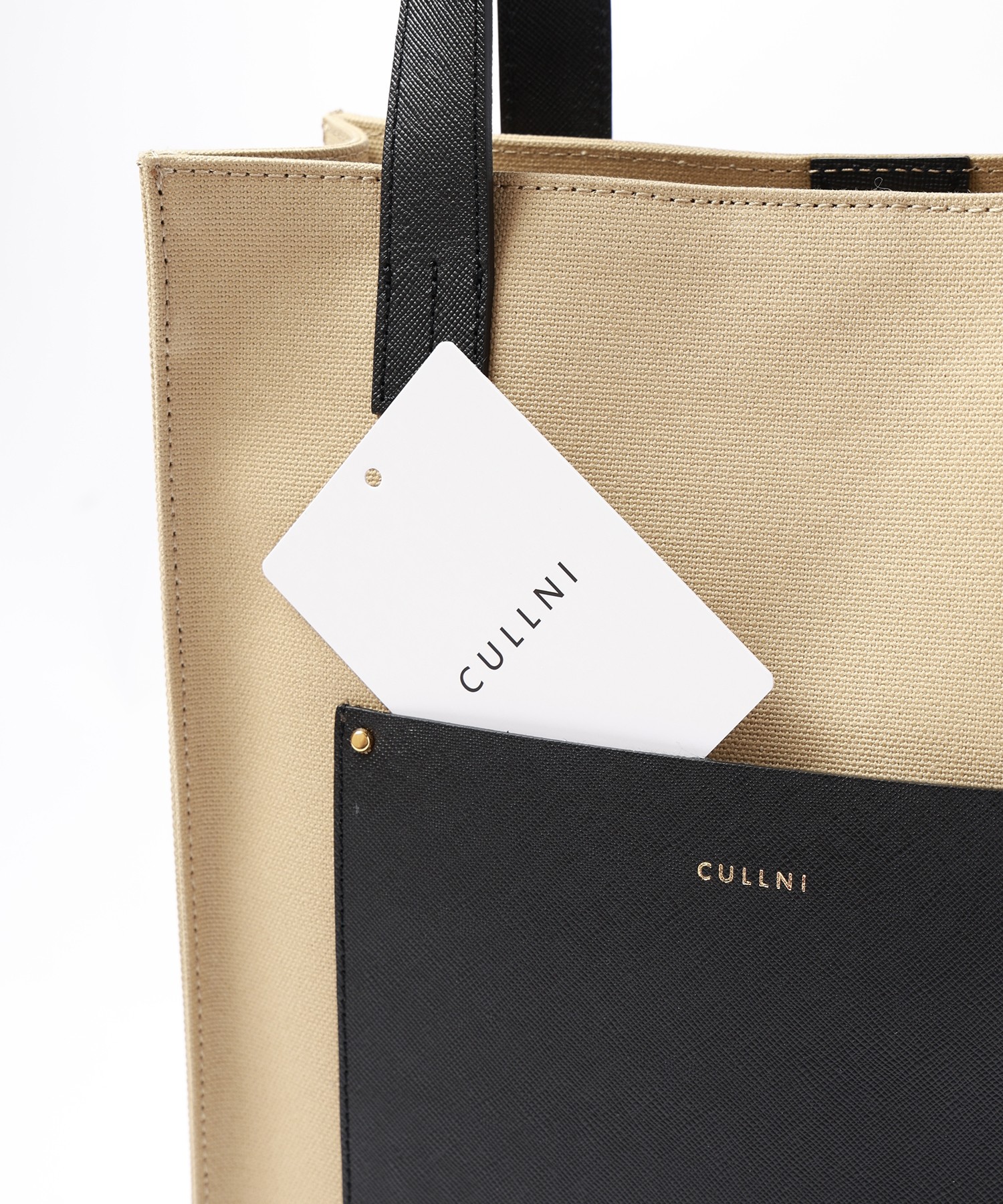 Leather Pocket Canvas Mini Tote