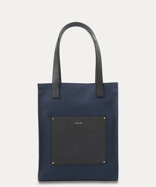 Leather Pocket Canvas Mini Tote