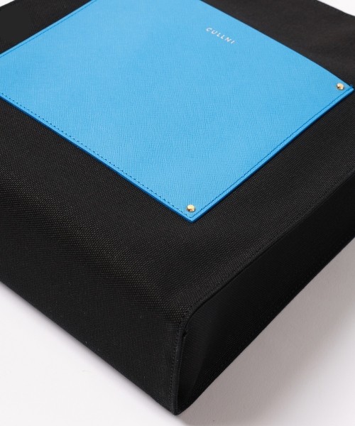 Leather Pocket Canvas Mini Tote