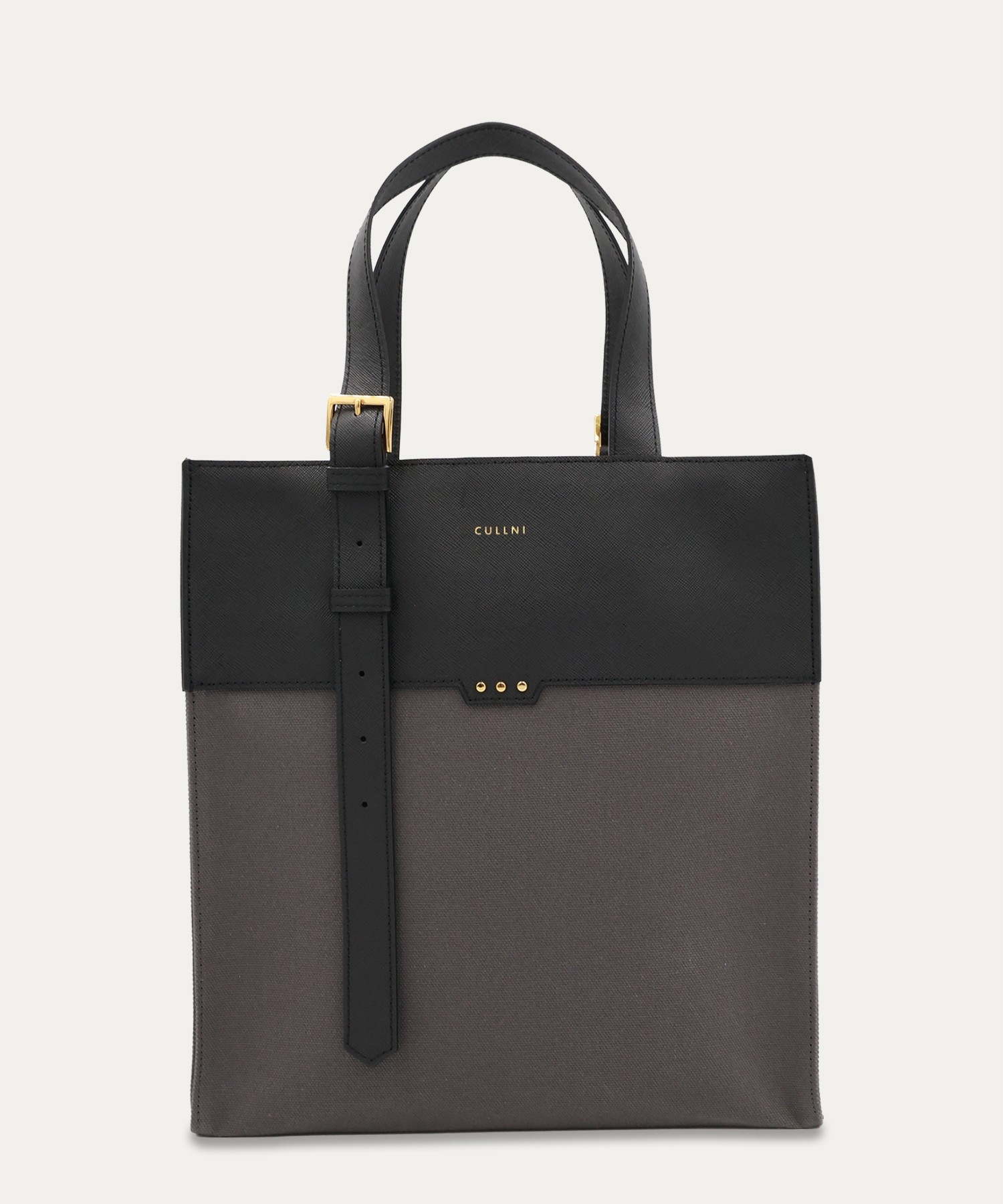 Leather Belt Handle&Canvas Combination Mini Tote Bag