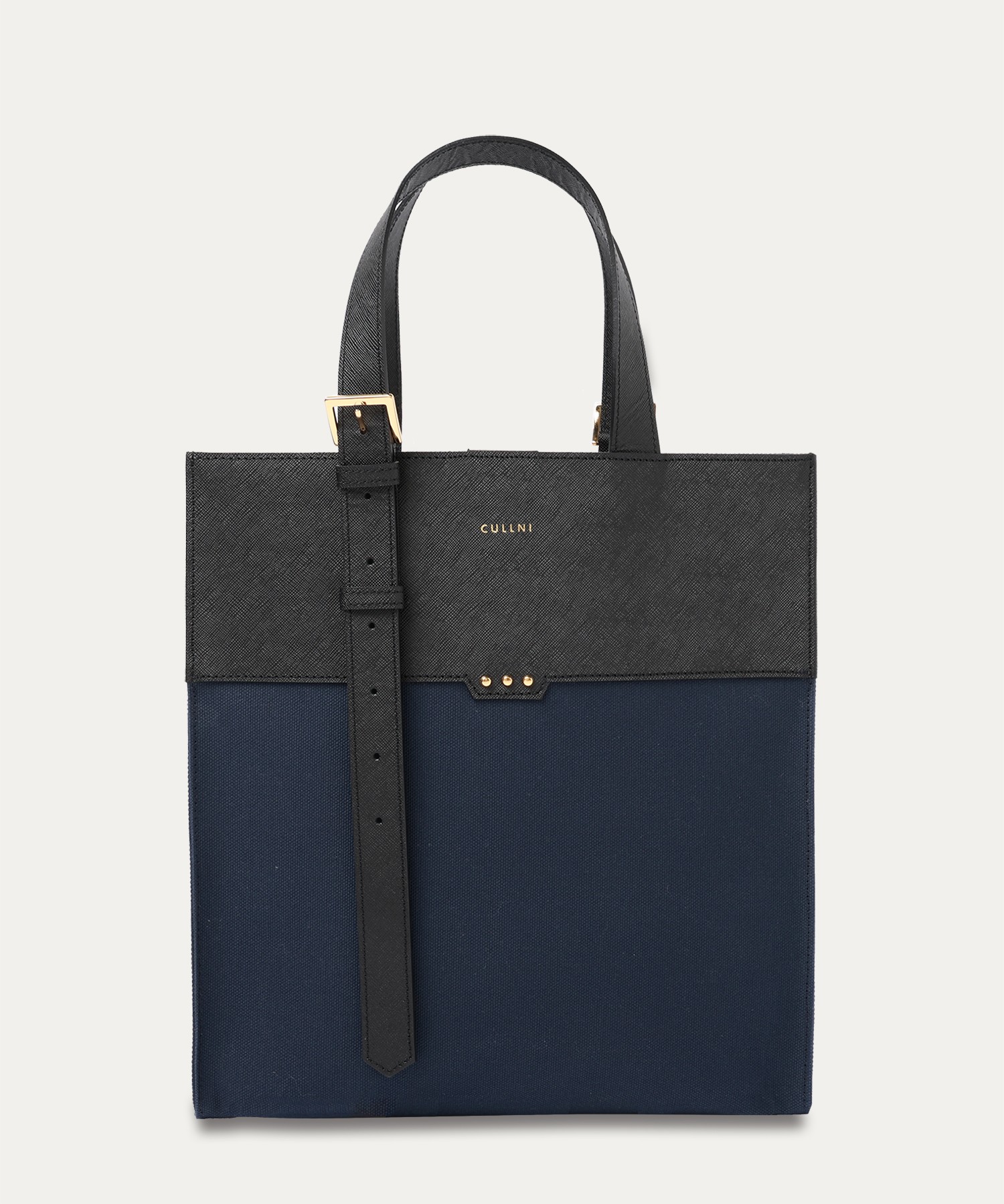 Leather Belt Handle&Canvas Combination Mini Tote Bag